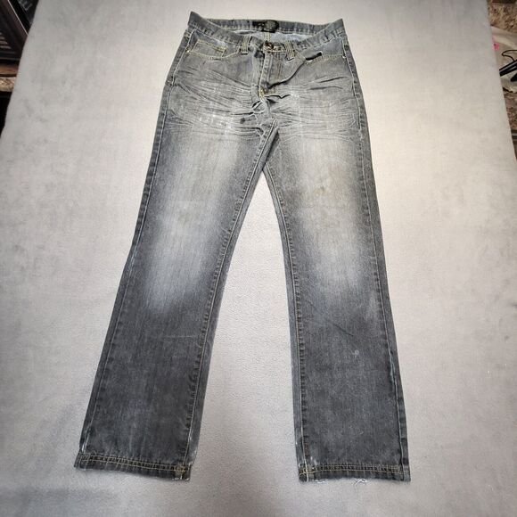 M. Society Jeans Mens 32x30 Blue Straight Leg Distressed Denim - Picture 1 of 12